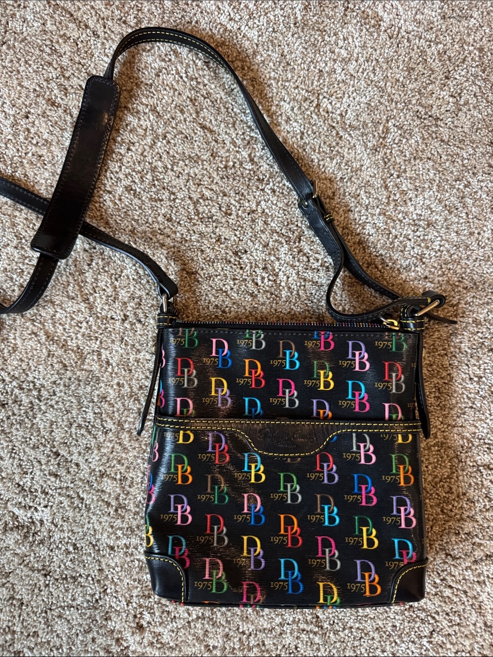 Dooney & Bourke Black Multicolor DB Logo Crossbody Bag